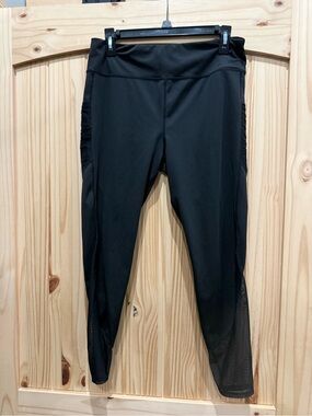 Women's WalkPop Black Workout Leggings with Mesh Panel, Size XL
